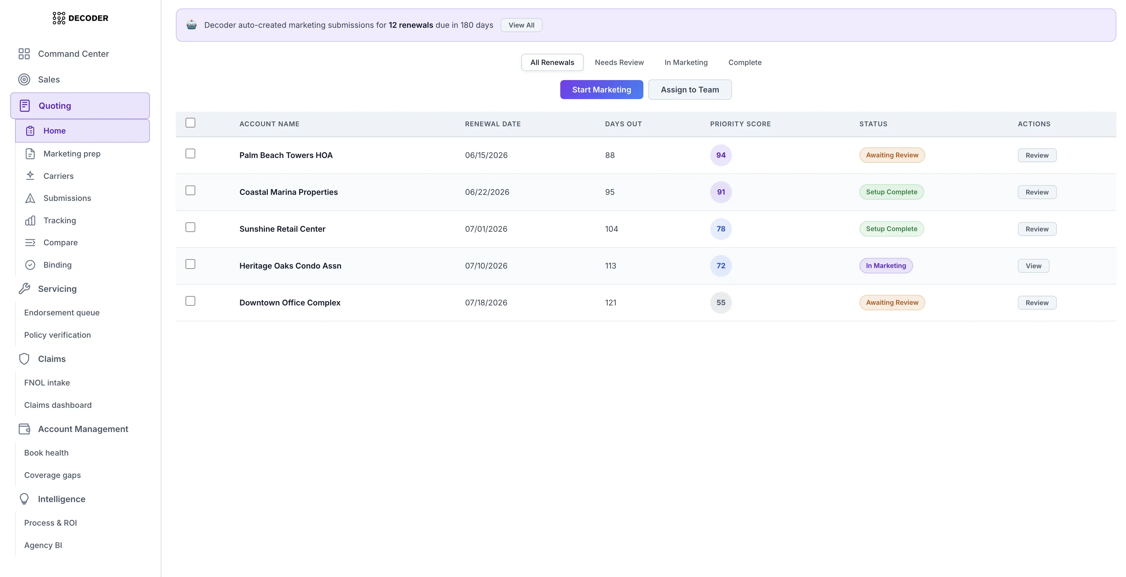 Decoder workspace - FNOL intake with AI-extracted claim details